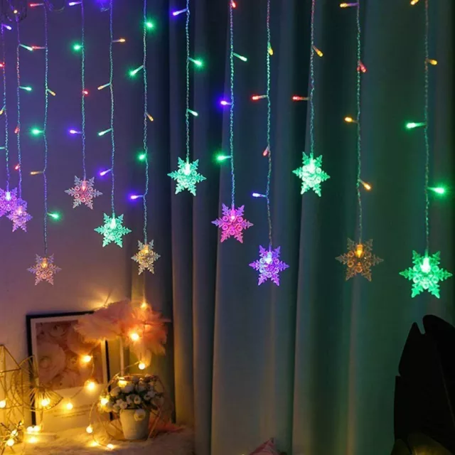 Christmas LED Curtain Snowflake Lights Window String Fairy Lights Outdoor Decor