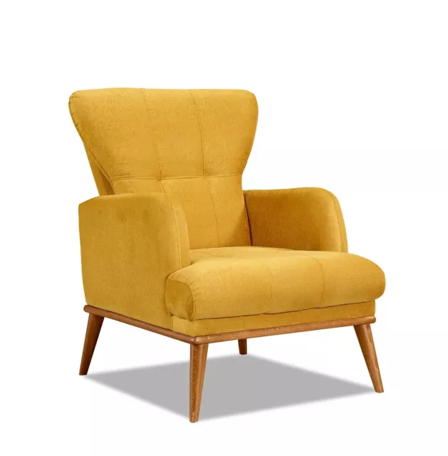 Star Mustard Sofa 1 Seater  Fabric Arm Chair Montana Steel Trusse Turkey Made