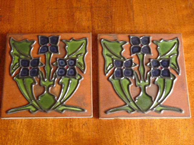 Pair of custom made Arts & Crafts / Art Deco Tiles