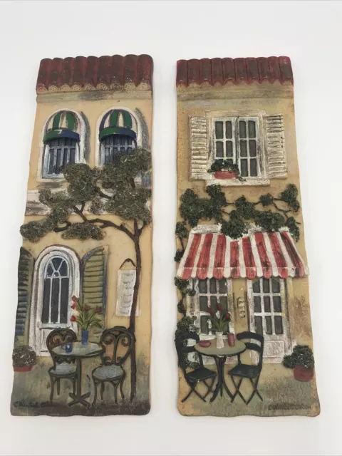 C. Winterle Olson 3D Wall Art Cafe Settings Paris Table for Two. Pair Set.