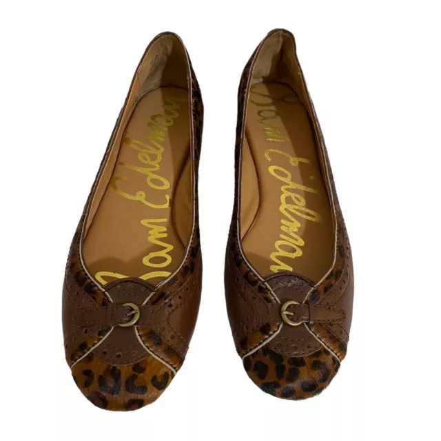 Sam Edelman Flat Shoes Brown Leather and Printed Cow Hair Flats Women's Size 9 M