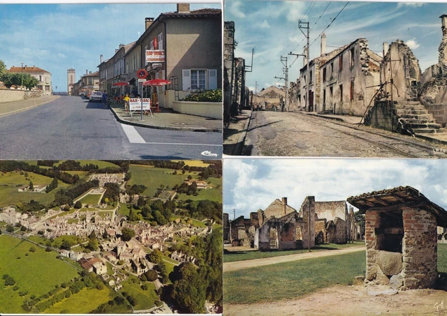 LOT DE 4 cartes postales postcards 10x15cm ORADOUR-SUR-GLANE 1944 HAUTE ...