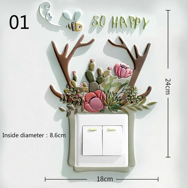 Sanfly Interrupteur Surround Cadre Lumière Interrupteur Couverture Autocollant Prise Prise Surround Abs Interrupteur Housse De Protection Pour La Décoration De La Maison