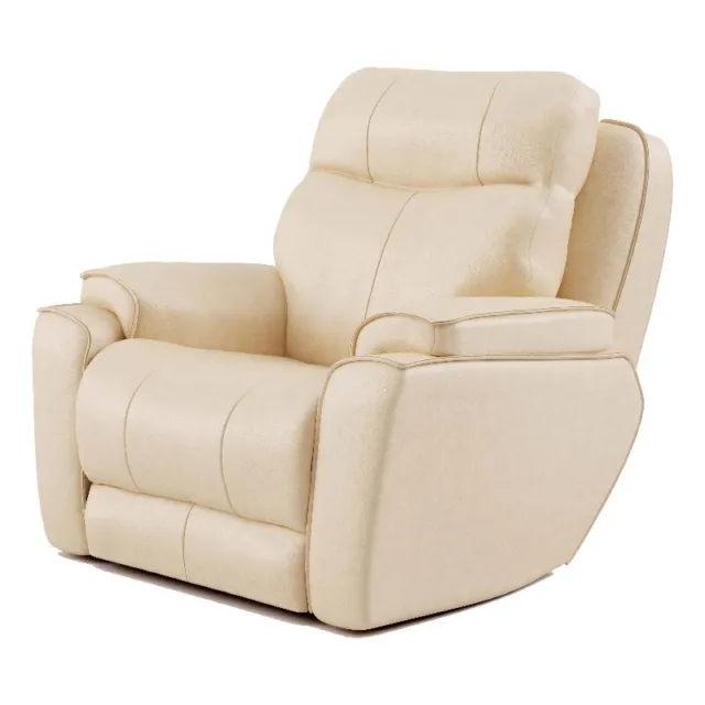 Southern Motion Showstopper Swivel Leather Rocker Recliner in Cream/Sand