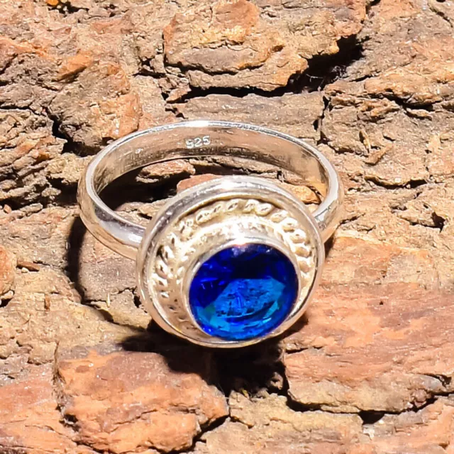 Bague en argent sterling 925 avec pierre précieuse de tanzanite bleue,...