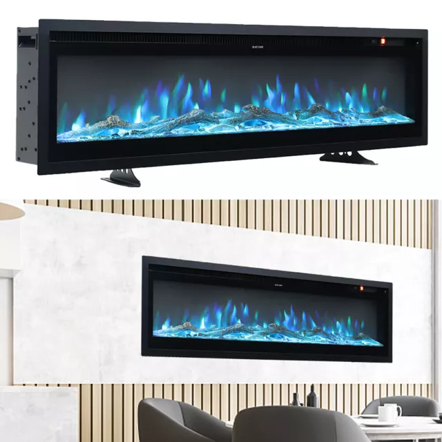 40 50 60"Electric Fire Wall Mounted Recessed Electric Fireplace With 9 LED Flame