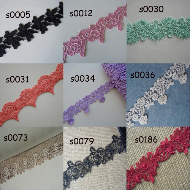 9 Colors 2'' Wide Lovely Rayon Venise Lace Black,Pink,Red,Green,Peach,Brown zhs4