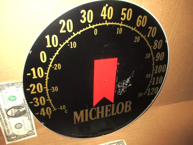 MICHELOB BEER ---- 12" ROUND --- Thermometer Face Sign --- Made in USA -- 1980's