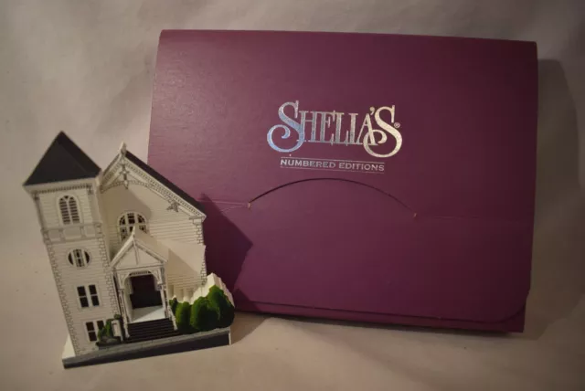 SHELIA'S 1999  NEVADA CITY CHURCH in CA Signed  Shelf Sitter  NIB (f918)