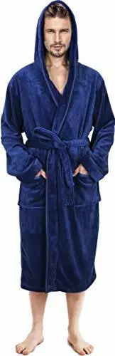 Bathrobe For Men Fleece Hooded - Plush Long Bathrobes Ultra-Soft NY Threads
