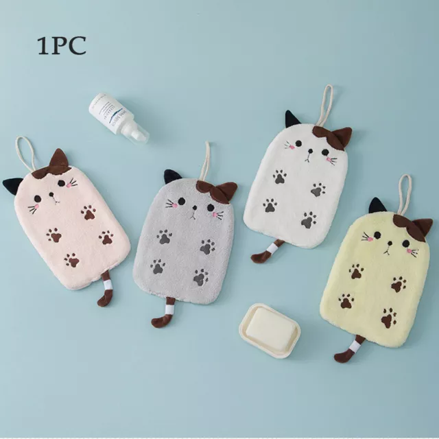 Super Absorbent Cartoon Cat For Bathroom Cute Home Hand Towel Soft Coral Fleece