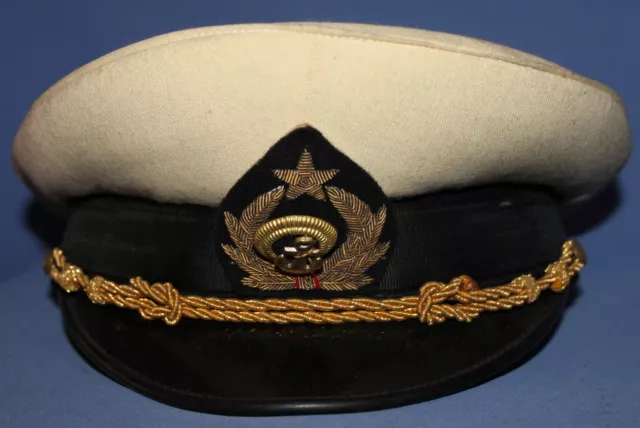 Vintage Bulgarian Military Navy Officer visor hat with cockade