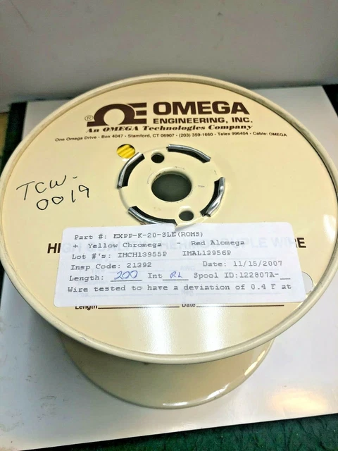 Omega Engineering Model Expp-K-20-Sle Thermocouple  Ext Wire 200 Feet *New*