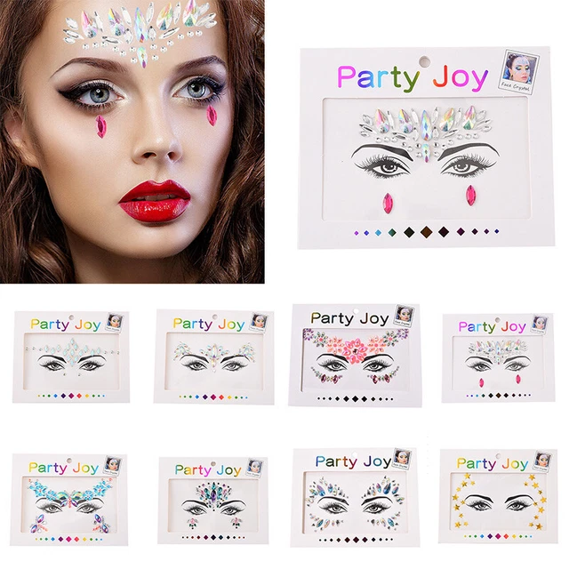 3D FACE TATTOO Stickers Eyes Temporary Tattoos Glitter Fake Tattoos
