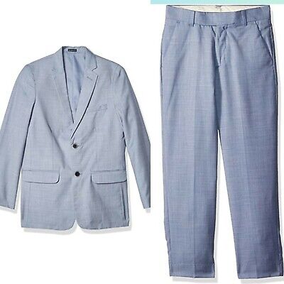 Calvin Klein Classic Fit Blue Sharkskin 2pc Suit sz 18 EUC
