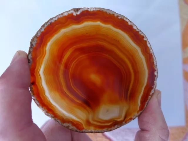 Rich Orange Agate Slice / Slab Polished 8x9cm.