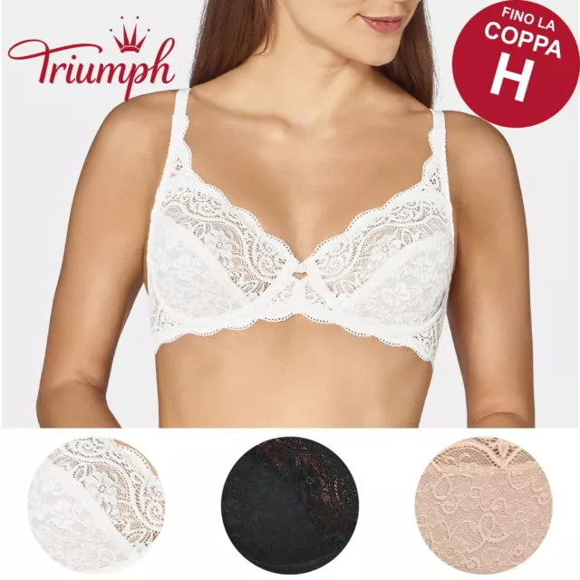 Reggiseno Triumph Amourette 300W Con Ferretto Bianco Nero Nudo Balconcino Pizzo