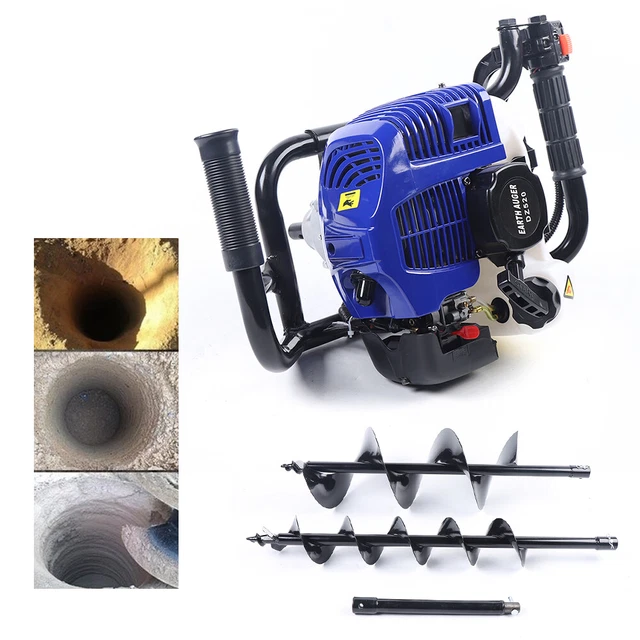 Gas Powered Post Hole Digger w/ 4" 8"Auger Bits 52CC 2-stroke Power Engine Motor