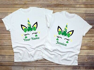 Personalised Unicorn Name St Patrick's Day T-Shirt, Leprechaun Irish Unisex Top