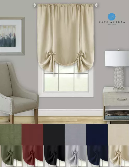 Shabby Linen Farmhouse Sheer Flax Curtain Tie Up Window Shade - Assorted Colors
