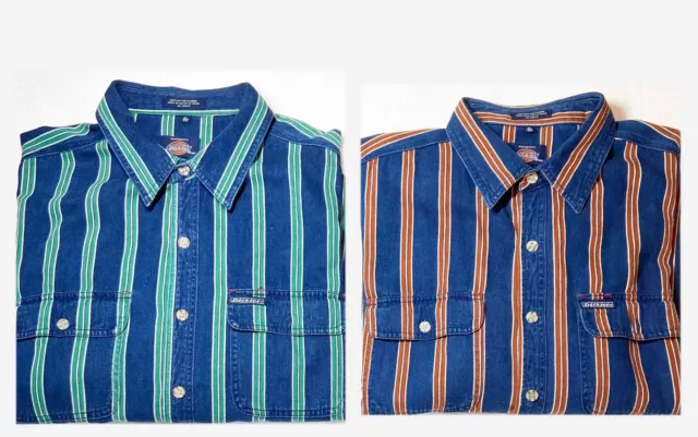 Dickies Men's Work Shirts (Lot of 2) Heavy Cotton Long Sleeve Button Up