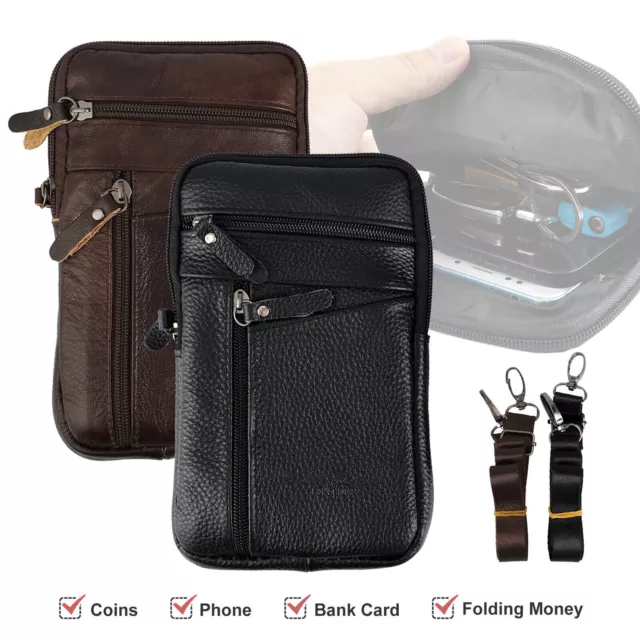 Men Leather Phone Pouch Belt Bag Shoulder Fashion Crossbody Waist Pack Handbag