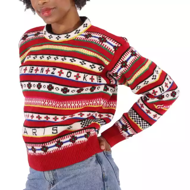 Kenzo Fairisle Intarsia Striped Wool And Cotton Sweater, Size X-Small 2