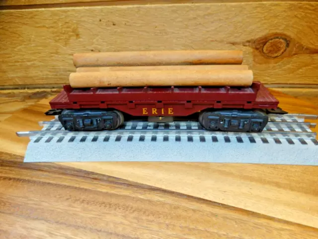 MARX O/O27 Gauge 8 Wheel Erie Operating Side Dump Log /  Pipe Carrier Car