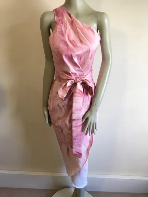 TED BAKER Affia Angel Falls One Shoulder Midi Dress White Pink Size 4 BNWT 152.99 PicClick UK