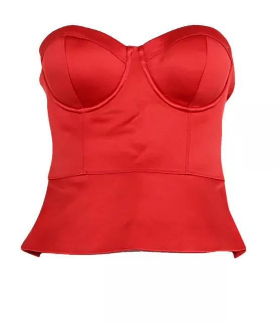 Top rosso donna Guess by Marciano elegante scollo a cuore cerniera smanicato new