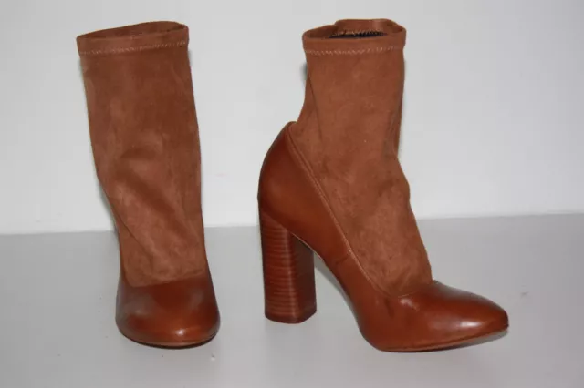 SAN MARINA  Bottines Boots Cuir Stretch Marron Clair Hauts Talons T 37 TBE 2