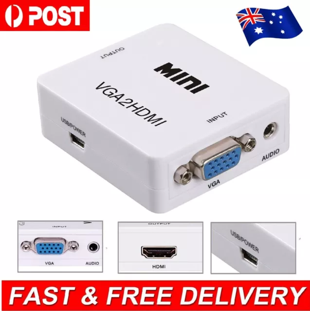 1080P HDMI Male to VGA Female Video Adapter Converter Chip Built-in USB Cable