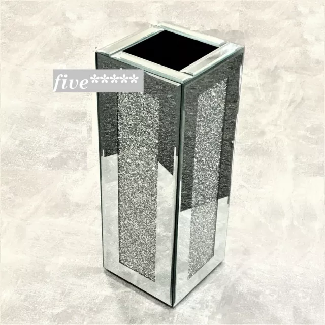 Beautiful Mirrored Vase Crushed Diamond Silver Crystal Decorative Vase Flower