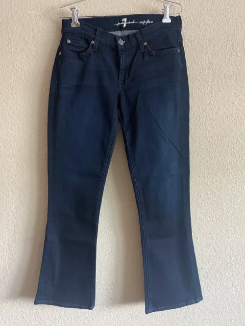 7 For All Mankind Jeans Size 28 Crop Flare Leg Dark Wash Low Rise Women’s Sz 28