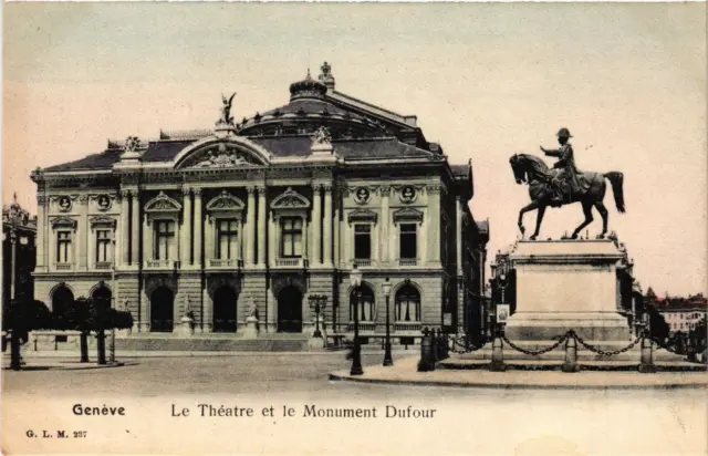 CPA AK GENEVE Le Théatre et le Monument Dufour SWITZERLAND (705369)