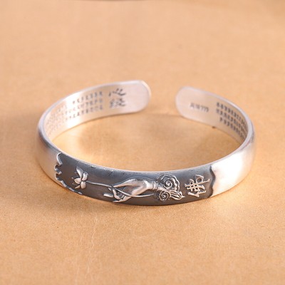 I03 Bracelet Main Bouddha Avec Lotus Herz Sutra Argent Fin Argent 999 Eur 187 41 Picclick Fr
