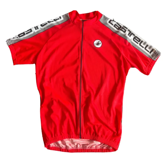 Castelli Scorpion Cycling Jersey Men’s Size Large Red Full Zip Short Sleeve
