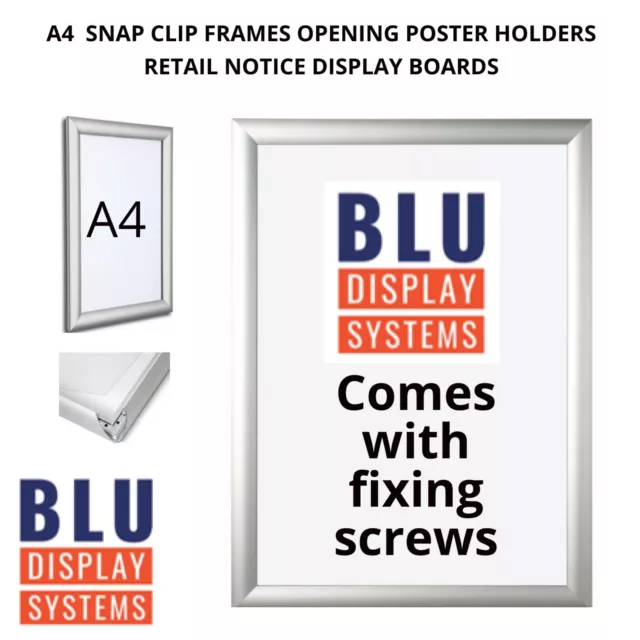 Snap Frames Poster Clip Holders Display Retail Wall Notice Board A4 (Silver)