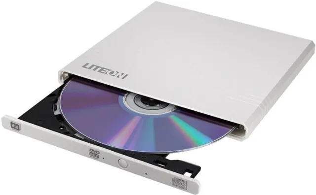 LITEON - 8x Ultra Slim External DVD Writer with Link2TV Connectivity, White