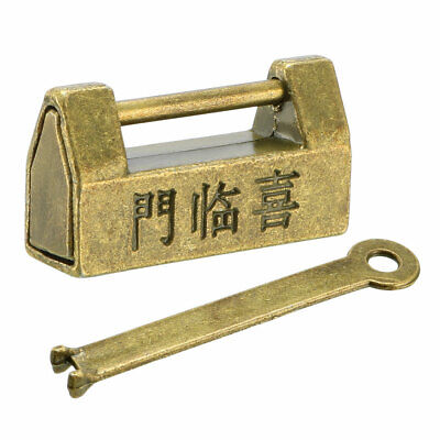 33mm Body Wide Padlock Carved Chinese Old Style Zinc Alloy Brass Plated