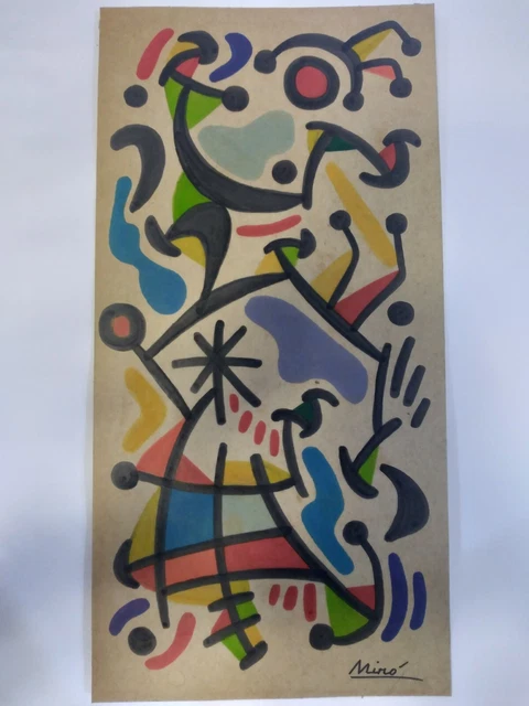 Joan Miro, Vintage Acrylic/Guache Painting. Signed Art, Year 1972. Rare Art. Joan Miro, Vintage Acrylic/Guache Painting. Signed Art, Year 1972. Rare Art.