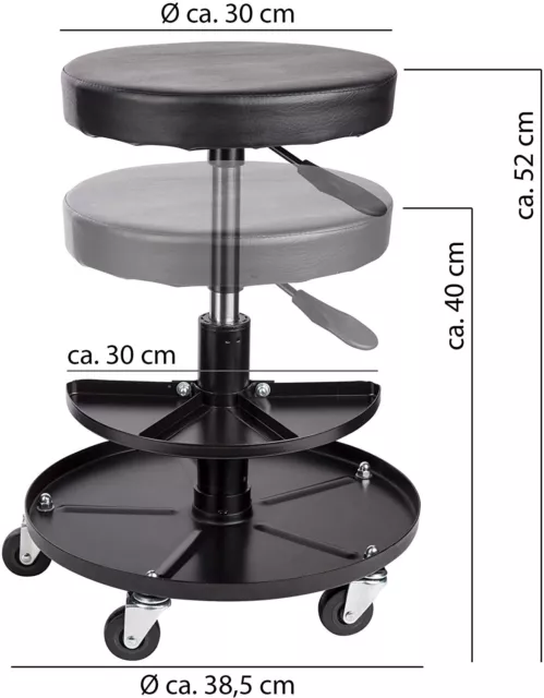 ONVAYA® Werkstatthocker mit Rollen | Drehhocker höhenverstellbar | Rollhocker 2