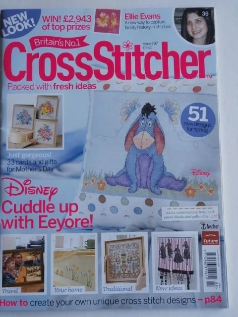 Britain's No1 Cross Stitcher #197 Eeyore Sampler Africa Shells Flowers Diana