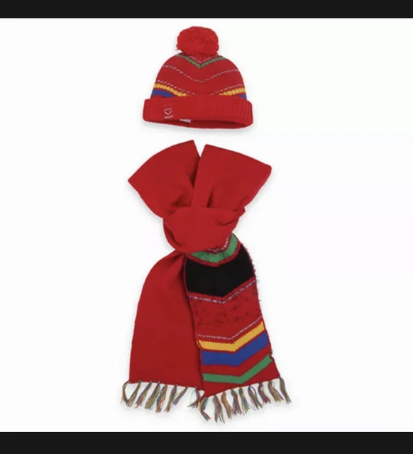 Set cappello e sciarpa bobble rosso Tuc Tuc multi righe chevron età 4-6 anni giungla