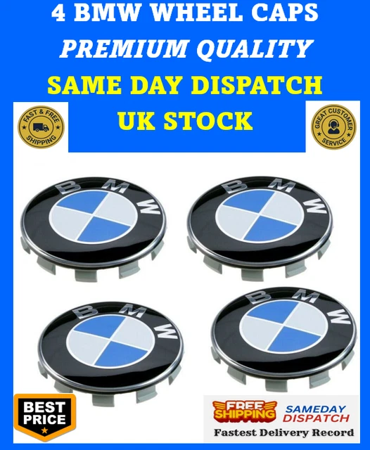 SET OF 4 BMW WHEEL CENTRE CAPS 68mm fit E30,E36,E46,E92 1,3,5,6,7, M3