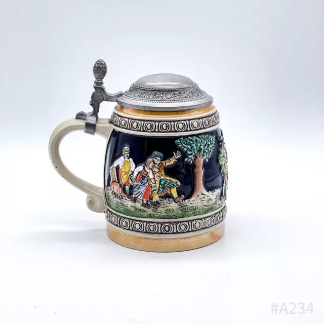 Vintage GERZ Bierkrug mit Zinndeckel 94% Zinn Handarbeit West Germany | 16cm