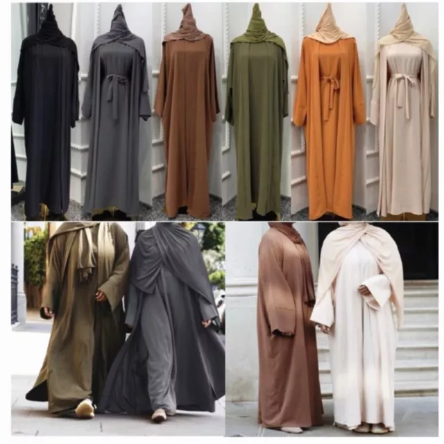 Mussulmano Hijab Abito Set Donna Aperto Abaya Africano Islamico Abbigliamento