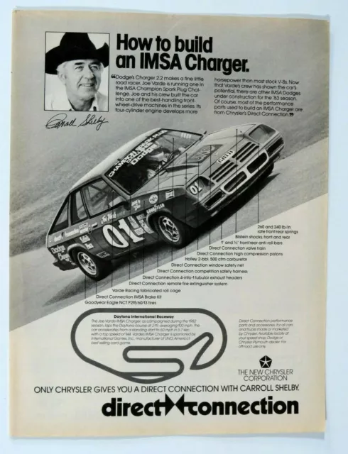 Carroll Shelby Dodge Charger 2.2 Direct Connection VTG 1983 Original Print Ad