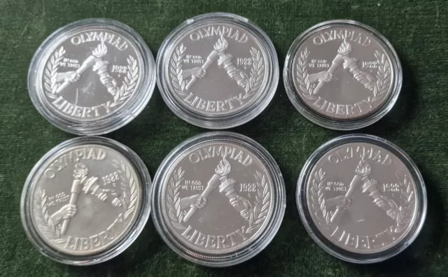 Münzen USA Silber 1 Dollar 1988 Olympiade Seoul 6 Stück Lot Sammlung  in Kapsel