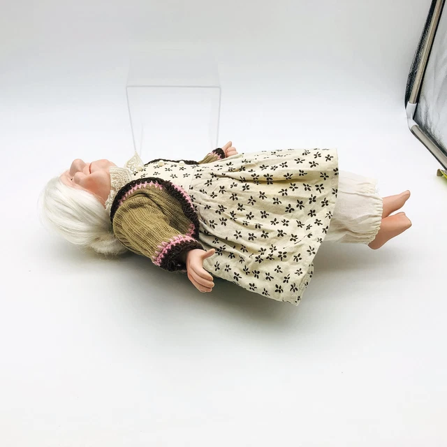 Vintage Cloth Doll Porcelain Bisque Sewn Body 16" Grandma Nana Grumpy Babydoll 12